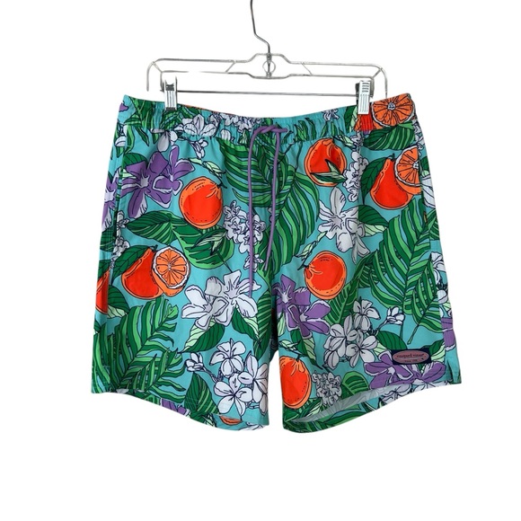 Vineyard Vines Chappy Orange Fruit Print Swim Trunks NWOT - Picture 1 of 5